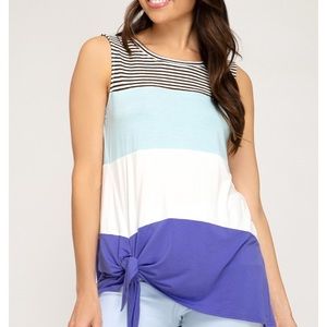 Color Block Side Tie Tank